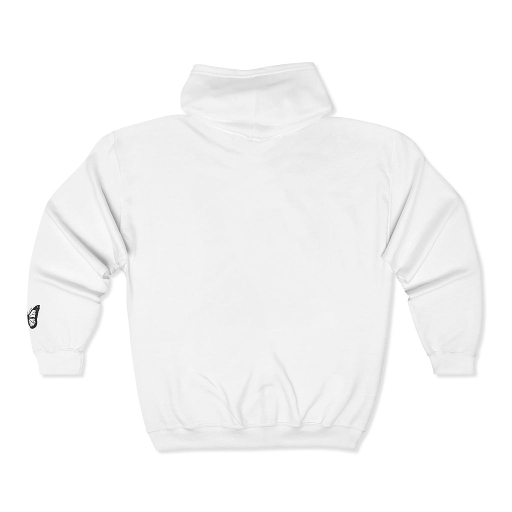 Signature Xo, Em Zip Hoodie — Minimalist Butterfly Full-Zip Sweatshirt