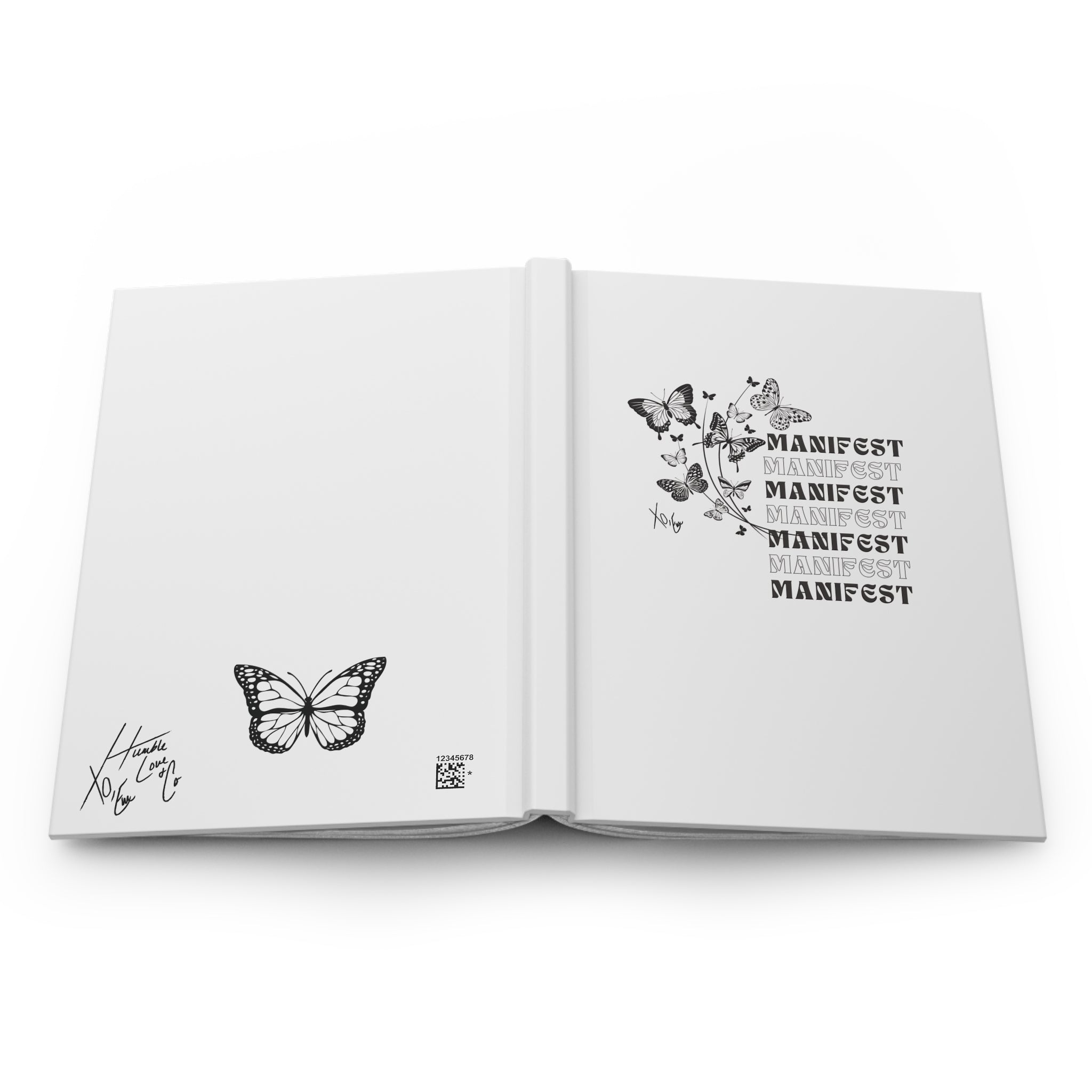 Xo, Em Manifest Butterfly Hardcover Journal — Inspirational Guided Notebook