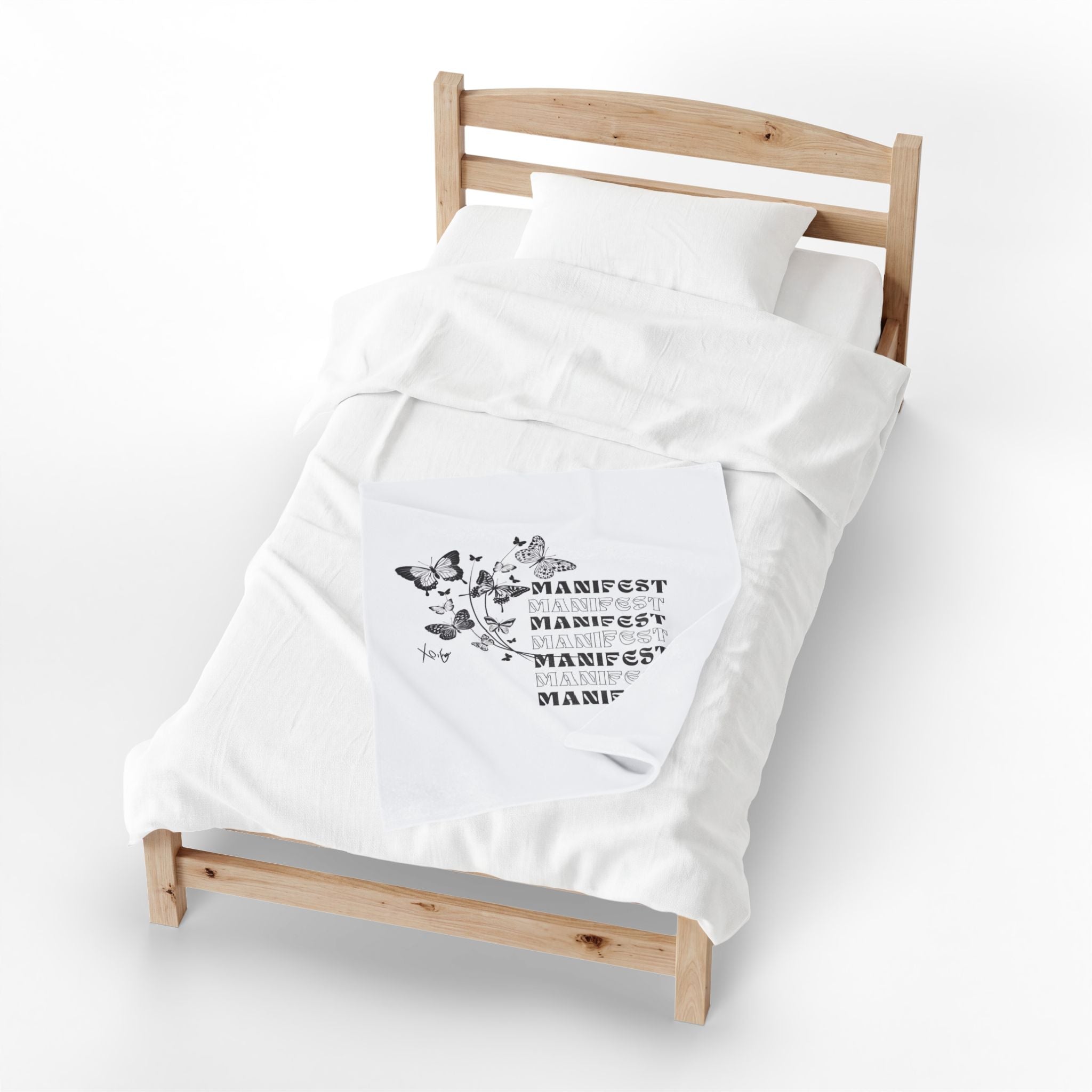 Manifest Xo, Em Velveteen Plush Blanket — Inspirational Cozy Throw