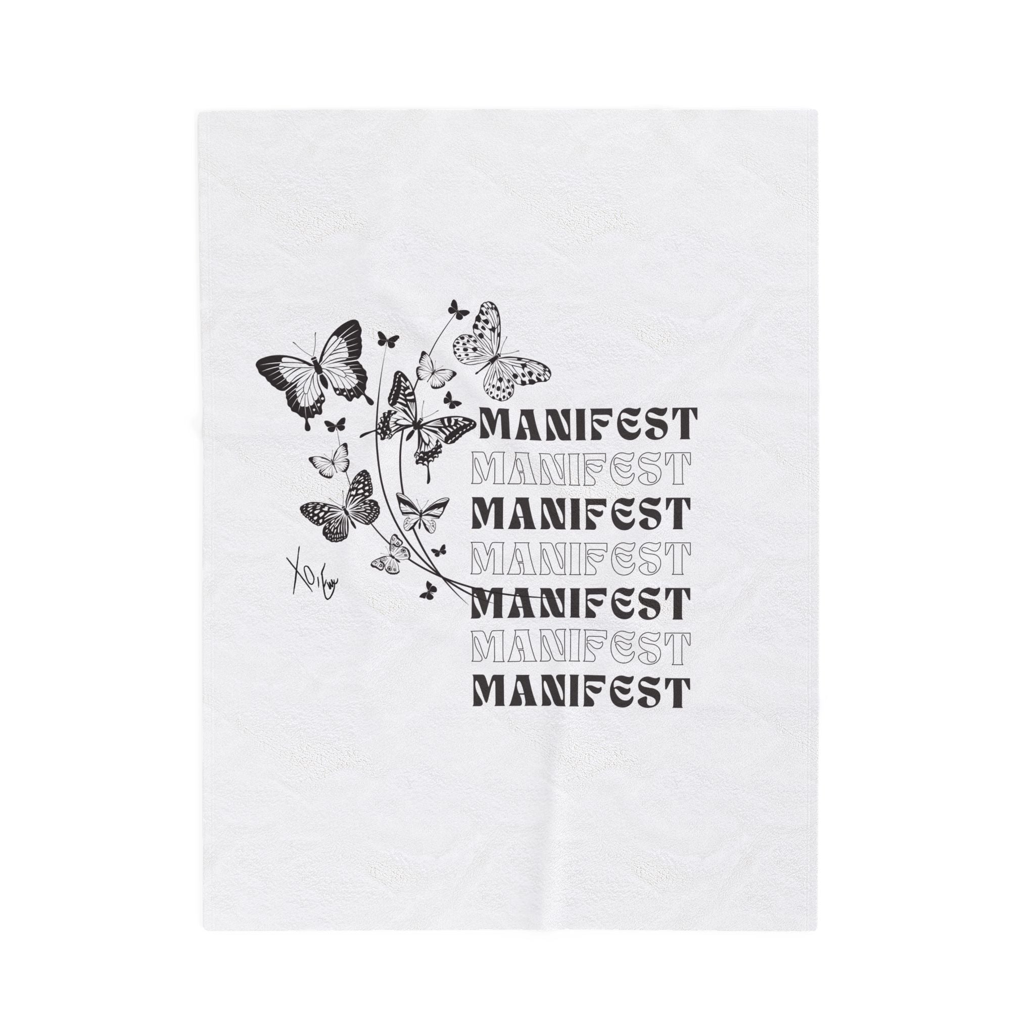 Manifest Xo, Em Velveteen Plush Blanket — Inspirational Cozy Throw