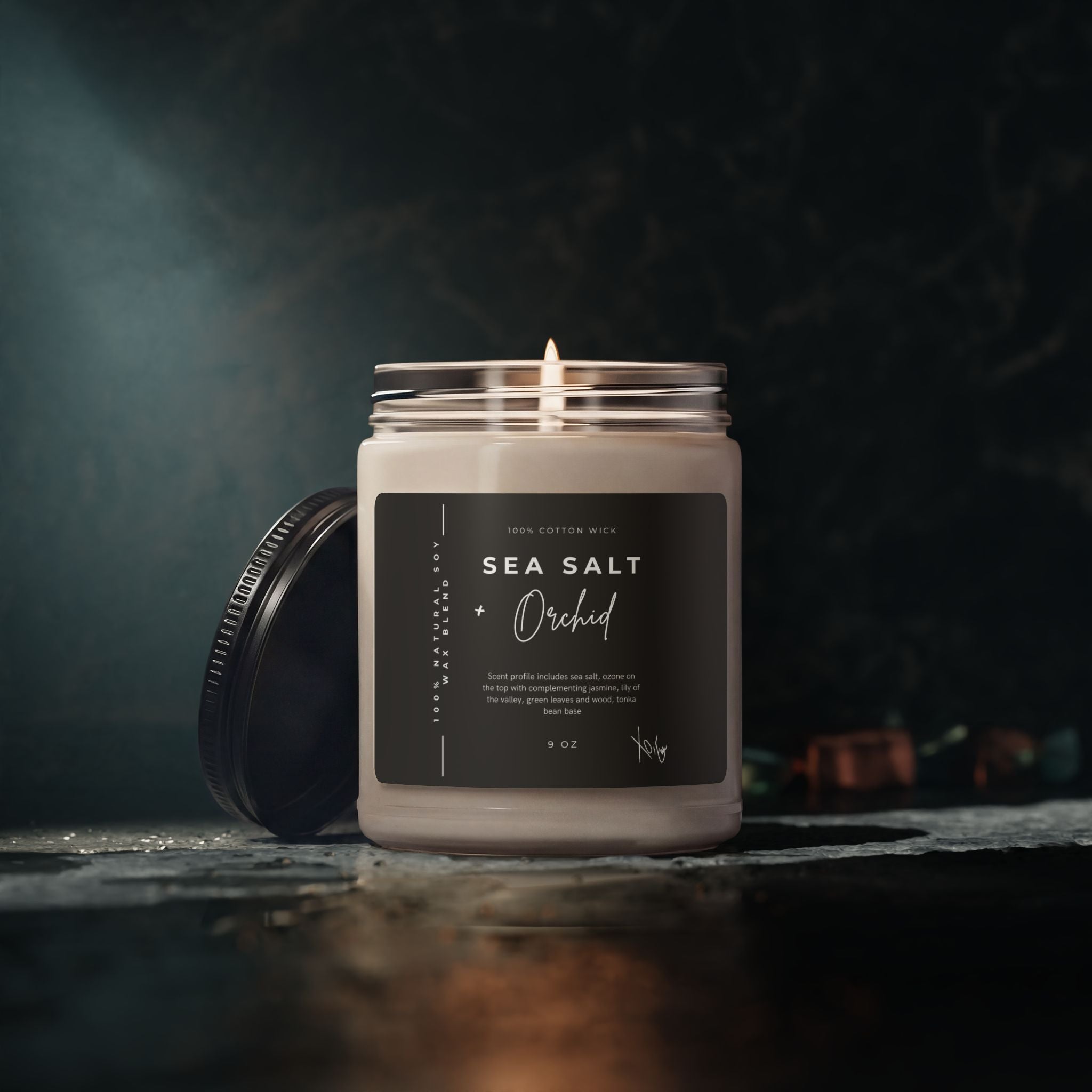 Sea Salt Orchid Scented Soy Candle — 9oz Jar
