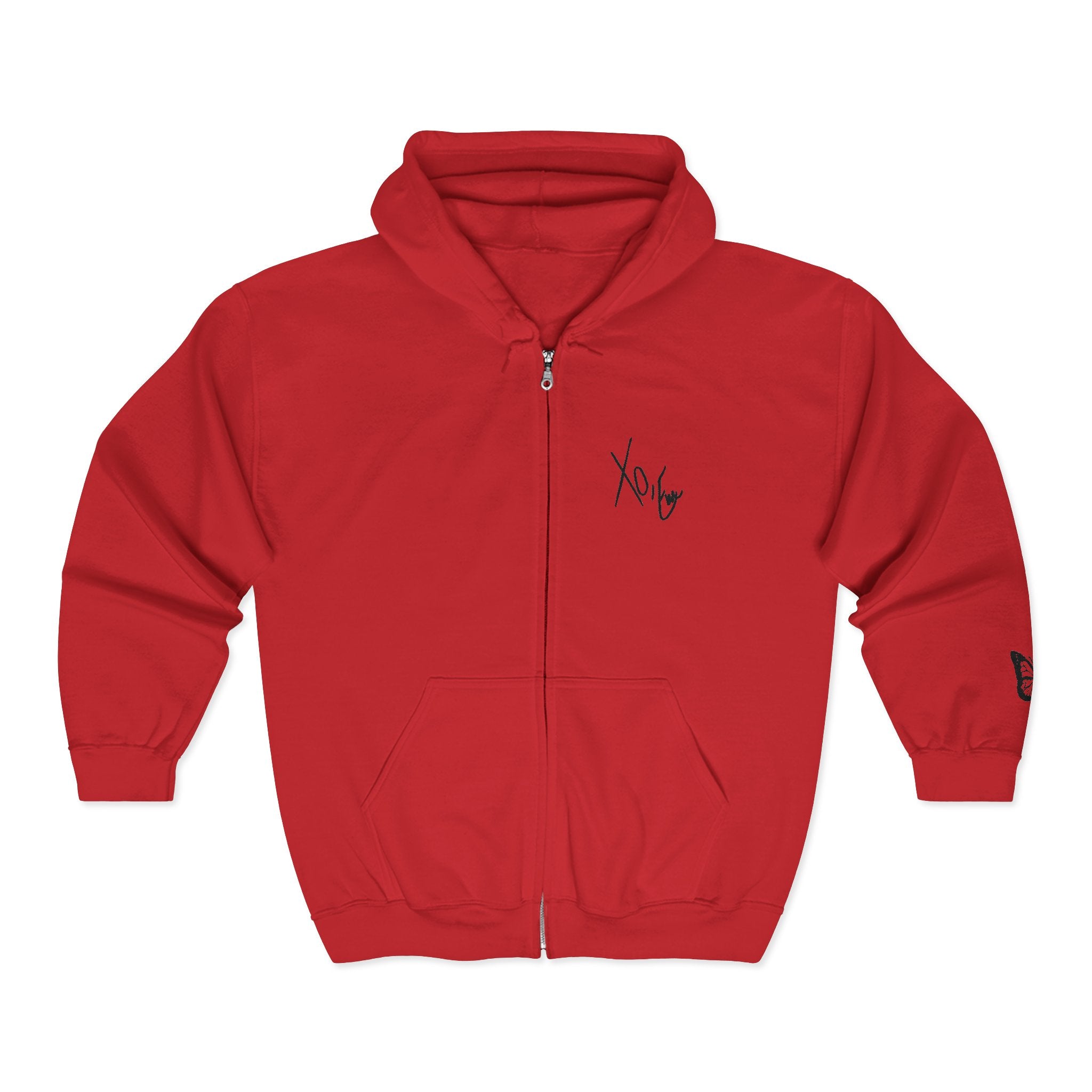 Signature Xo, Em Zip Hoodie — Minimalist Butterfly Full-Zip Sweatshirt