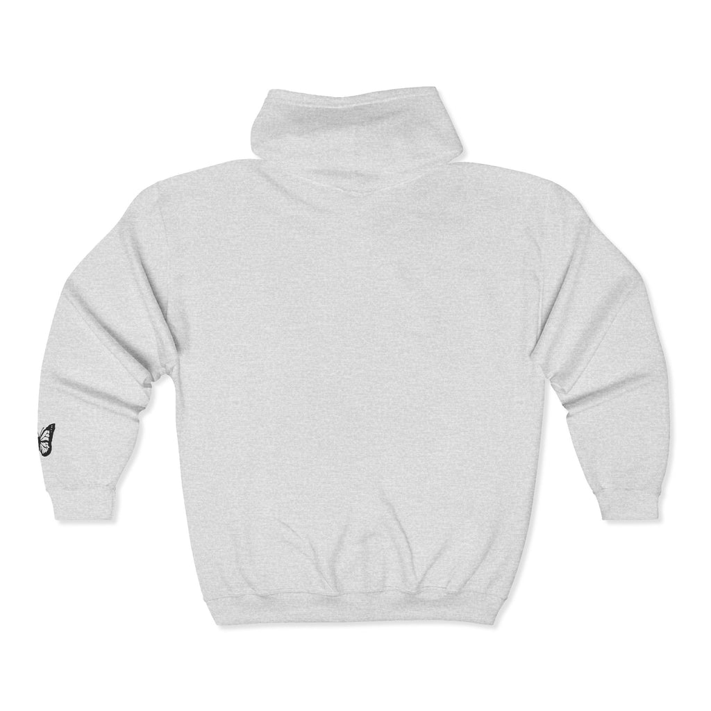 Signature Xo, Em Zip Hoodie — Minimalist Butterfly Full-Zip Sweatshirt
