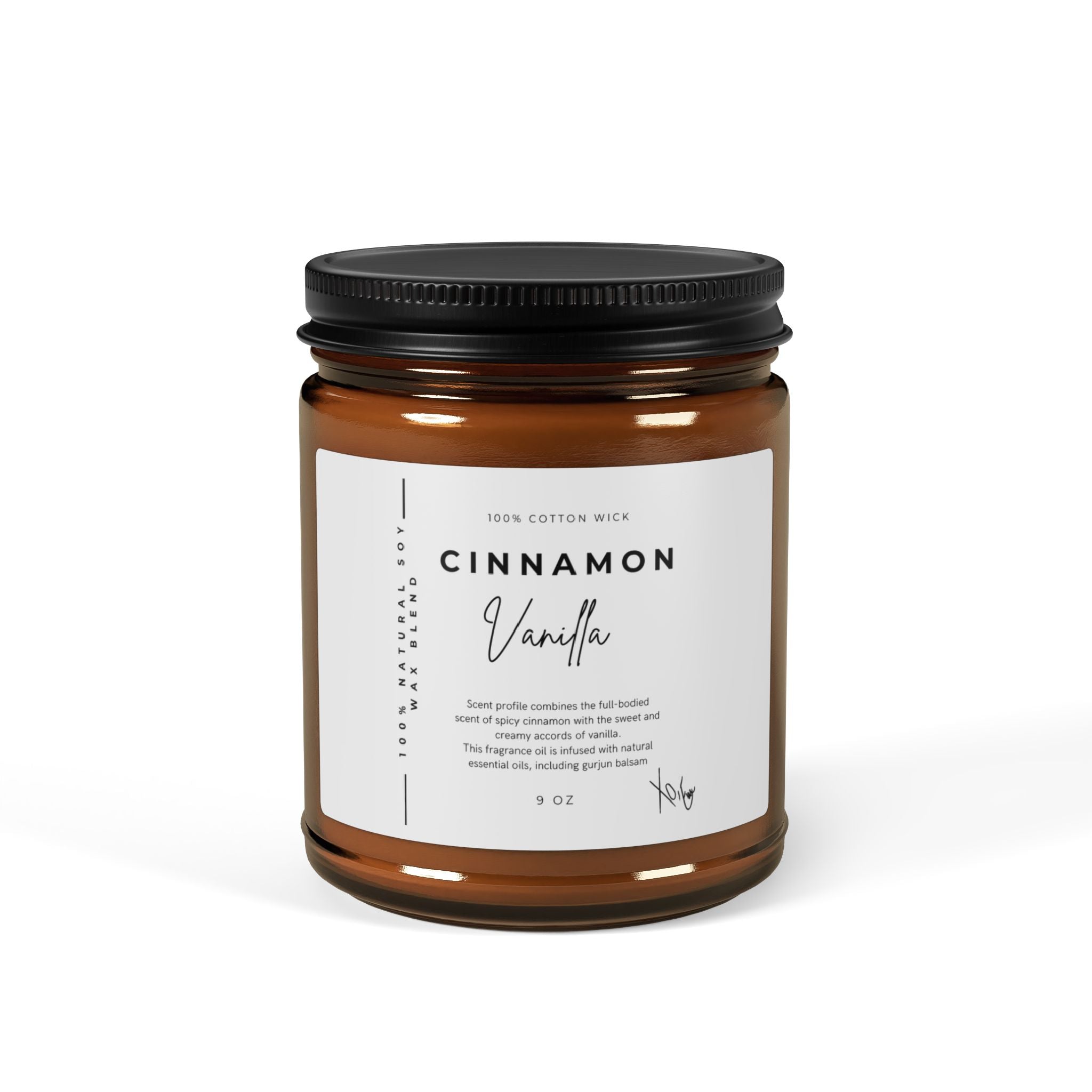 Cinnamon Vanilla Soy Candle — Amber Jar Scented Candle (Multi-Size)