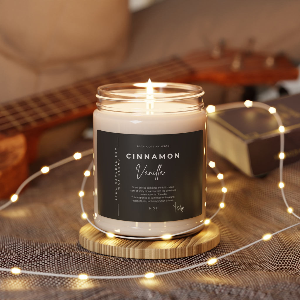Cinnamon Vanilla Soy Candle — 9oz Scented Jar (Warm Spiced Home Fragrance)