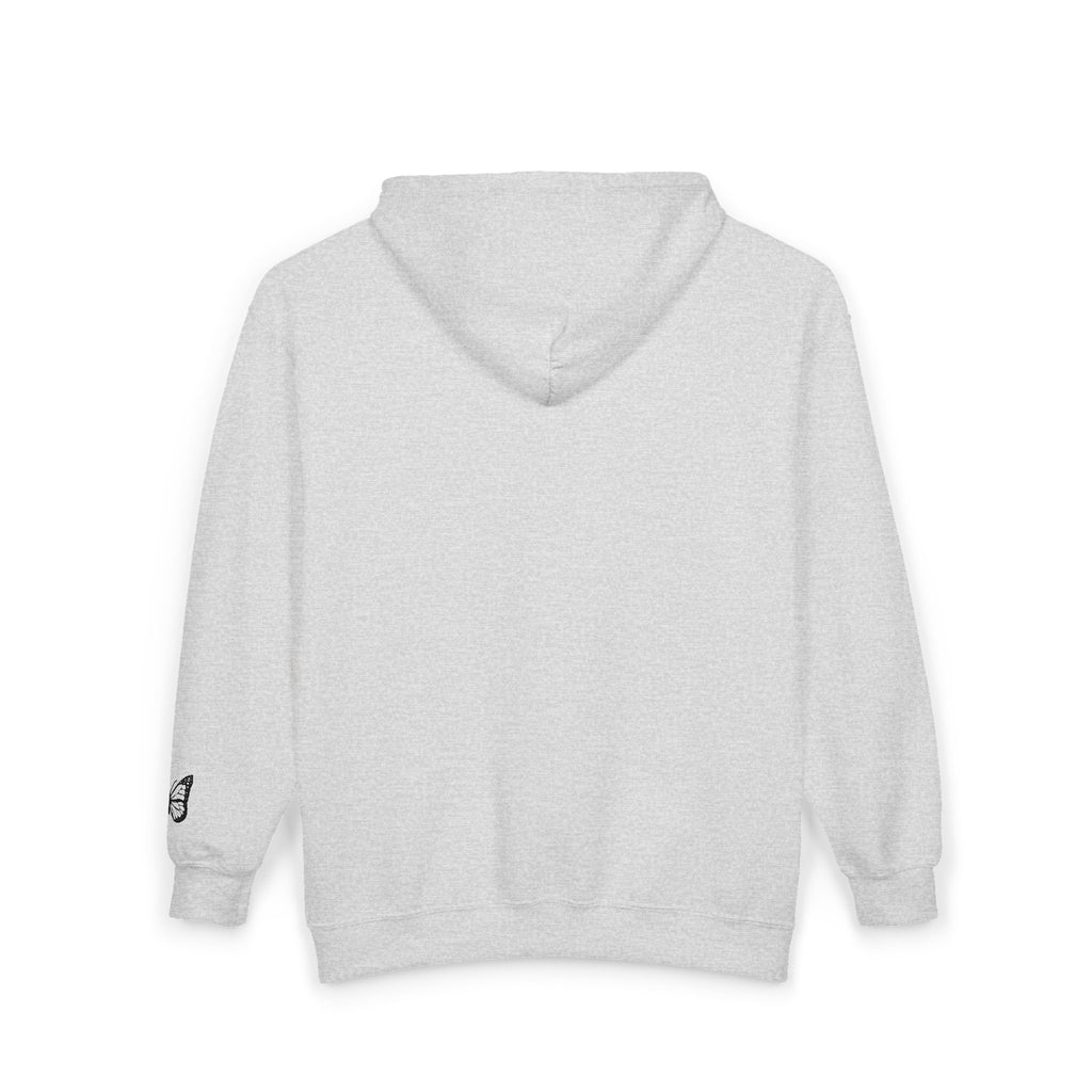 Signature Xo, Em Zip Hoodie — Minimalist Butterfly Full-Zip Sweatshirt