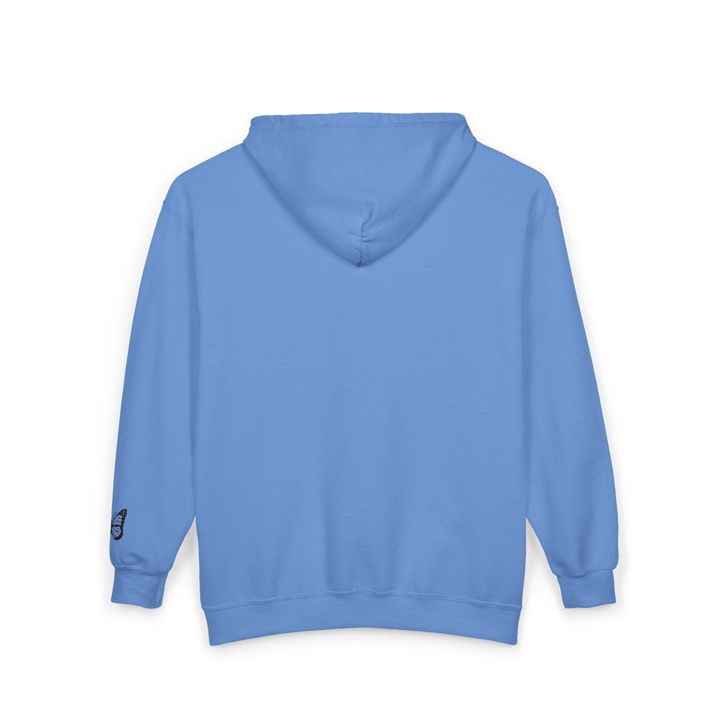 Signature Xo, Em Zip Hoodie — Minimalist Butterfly Full-Zip Sweatshirt