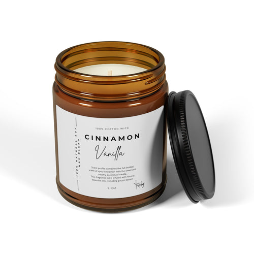 Cinnamon Vanilla Soy Candle — Amber Jar Scented Candle (Multi-Size)