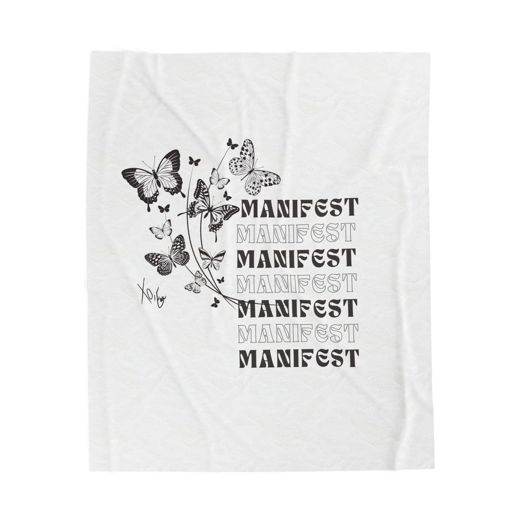 Manifest Xo, Em Velveteen Plush Blanket — Inspirational Cozy Throw