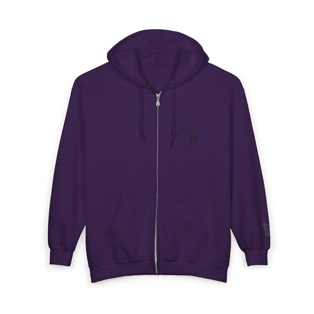 Signature Xo, Em Zip Hoodie — Minimalist Butterfly Full-Zip Sweatshirt