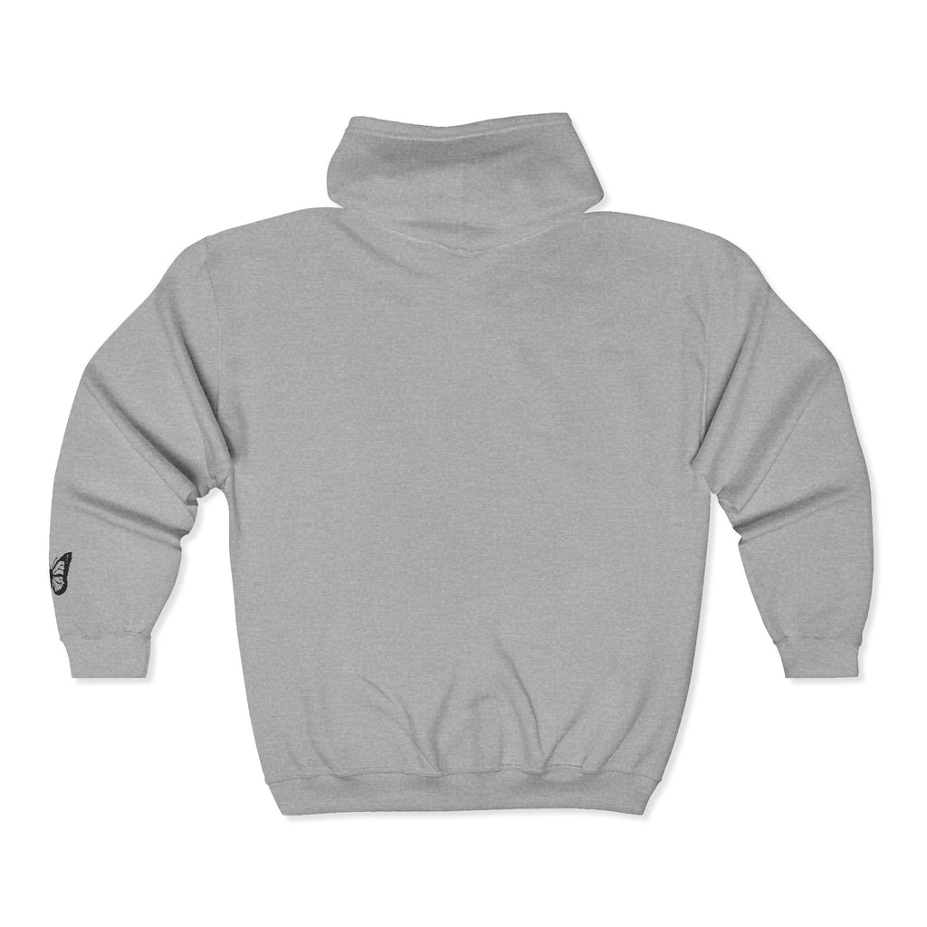 Signature Xo, Em Zip Hoodie — Minimalist Butterfly Full-Zip Sweatshirt