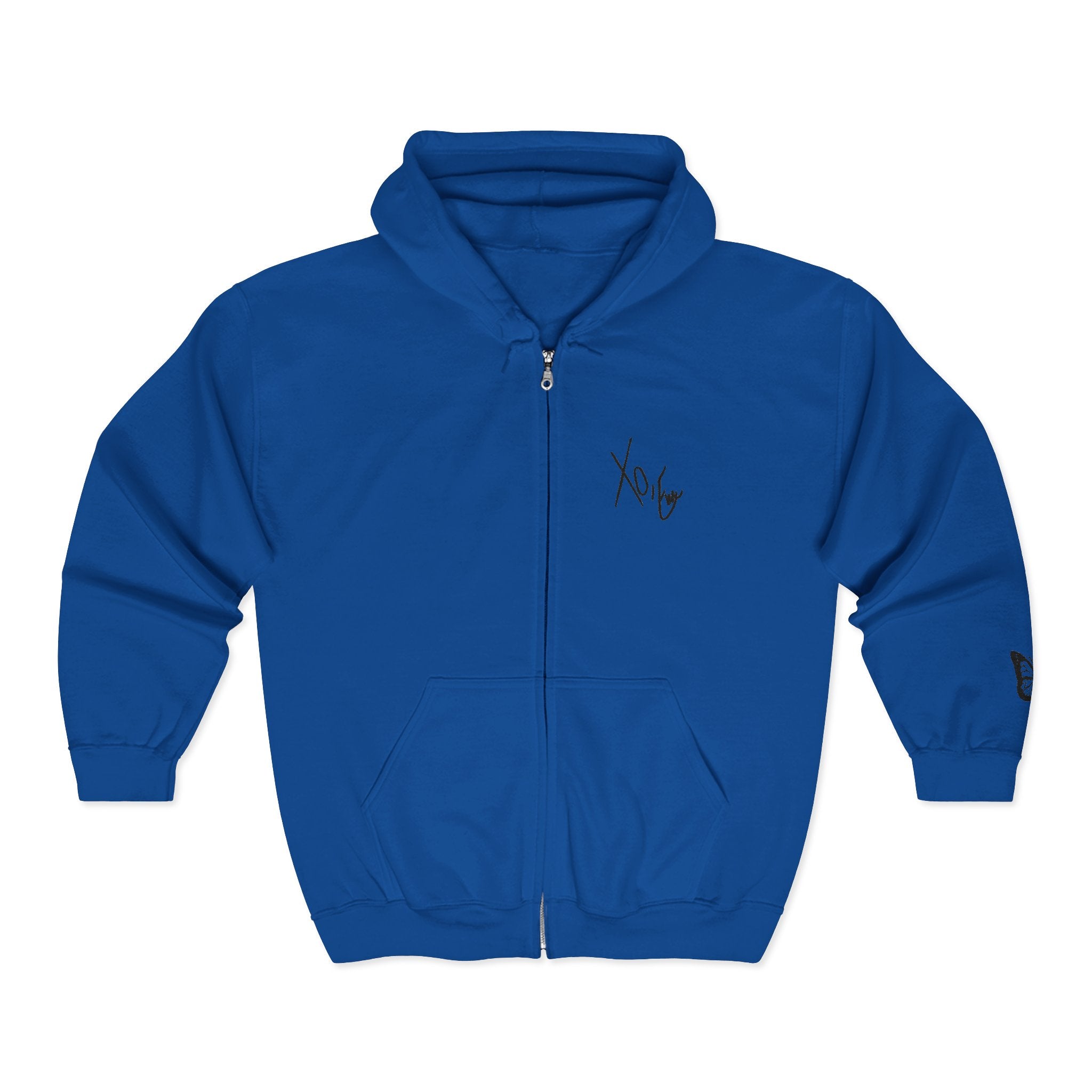 Signature Xo, Em Zip Hoodie — Minimalist Butterfly Full-Zip Sweatshirt