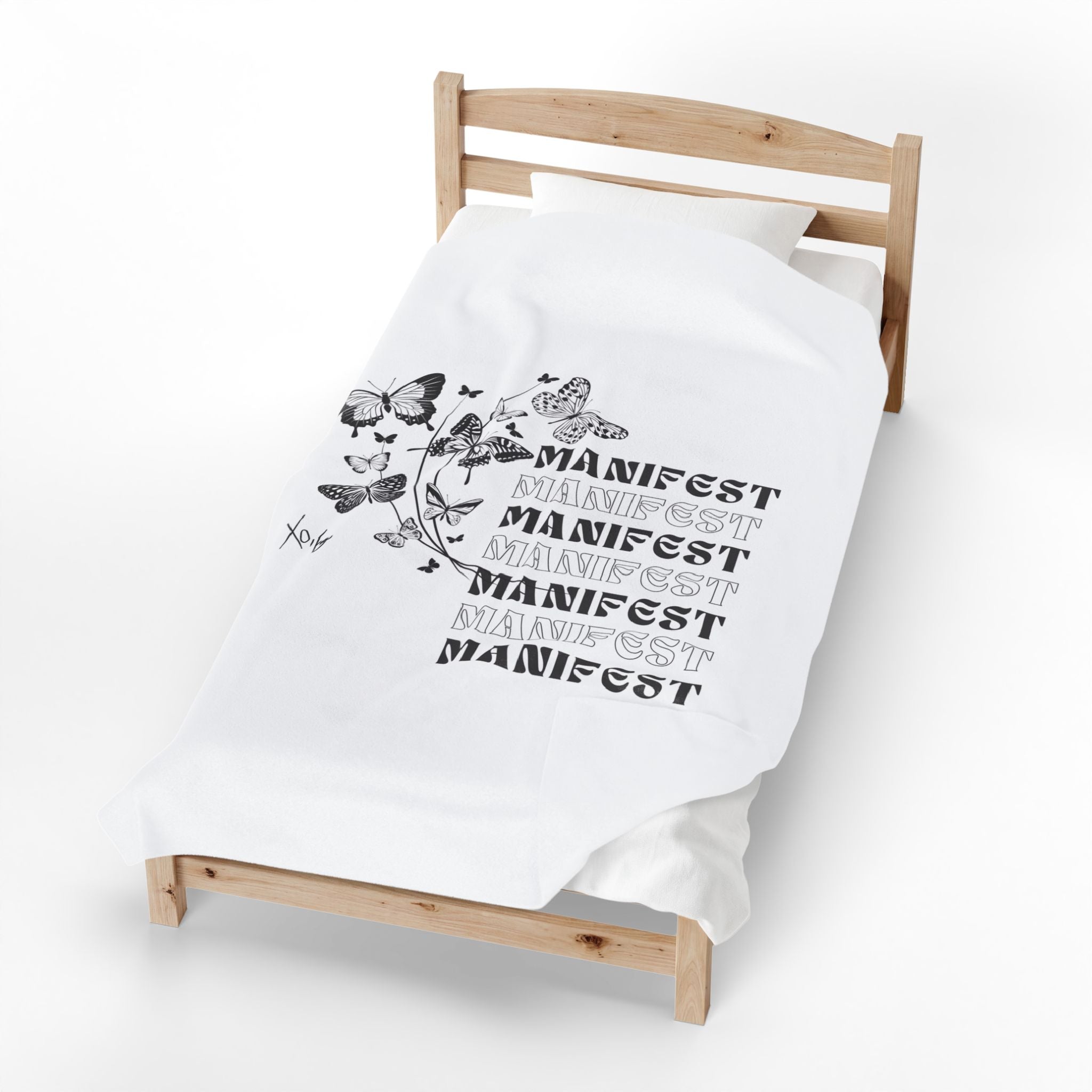 Manifest Xo, Em Velveteen Plush Blanket — Inspirational Cozy Throw
