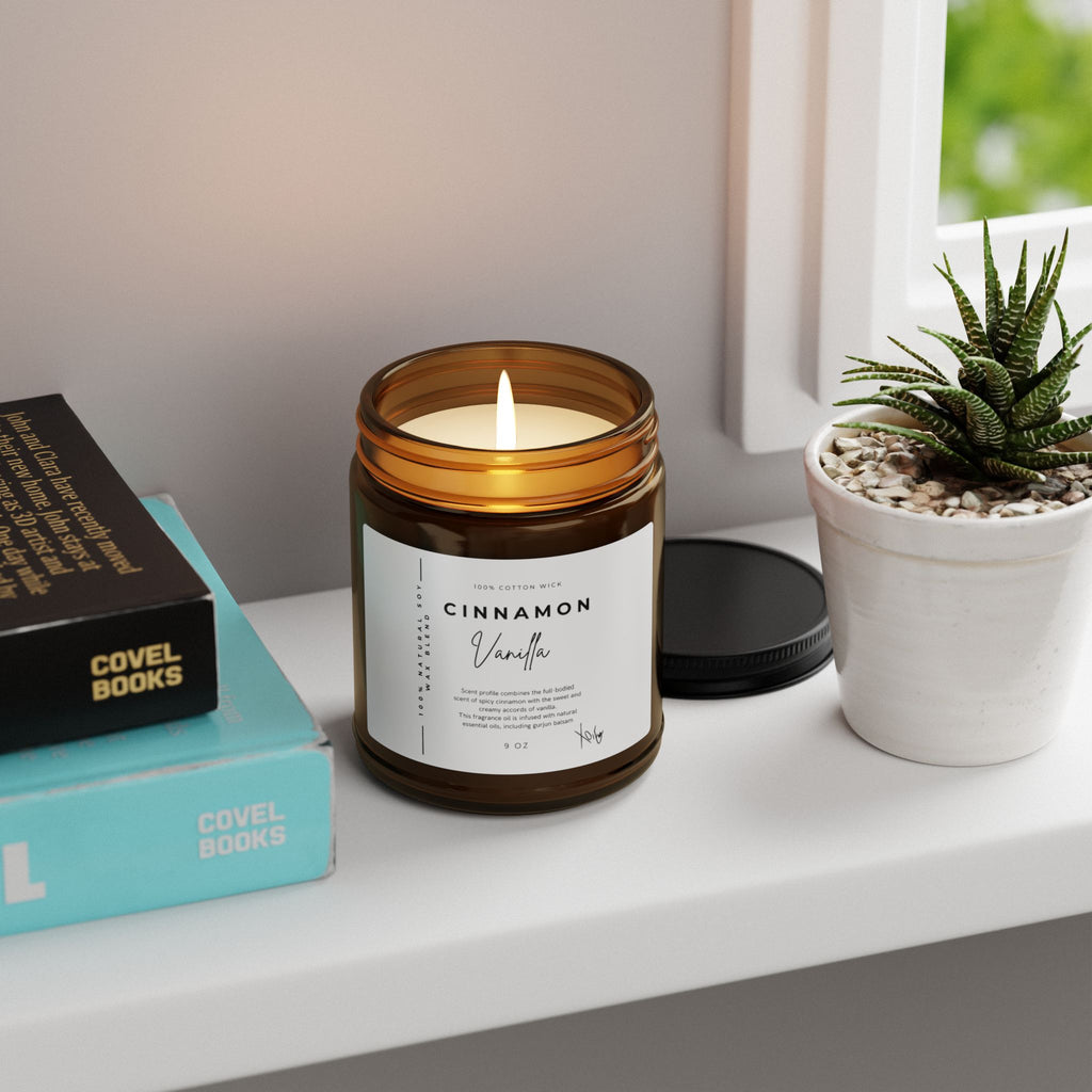 Cinnamon Vanilla Soy Candle — Amber Jar Scented Candle (Multi-Size)