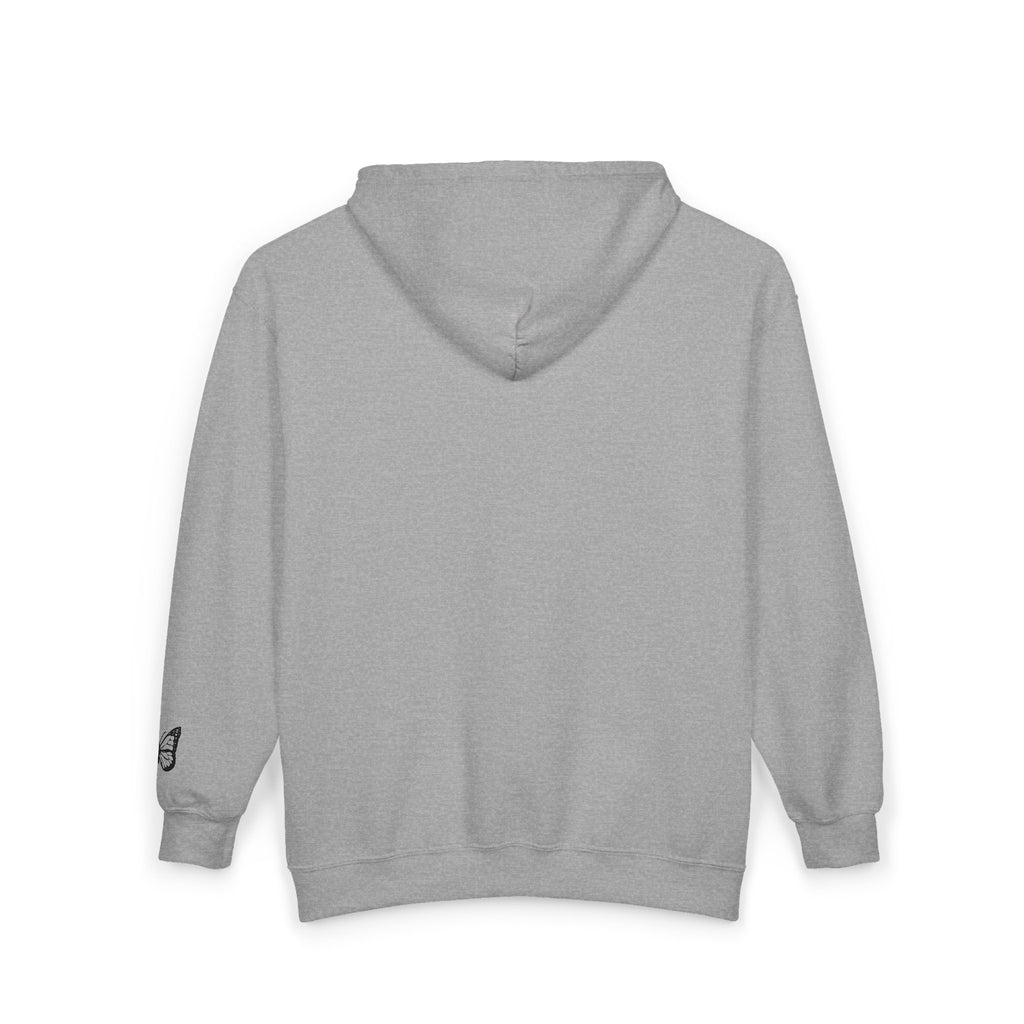 Signature Xo, Em Zip Hoodie — Minimalist Butterfly Full-Zip Sweatshirt