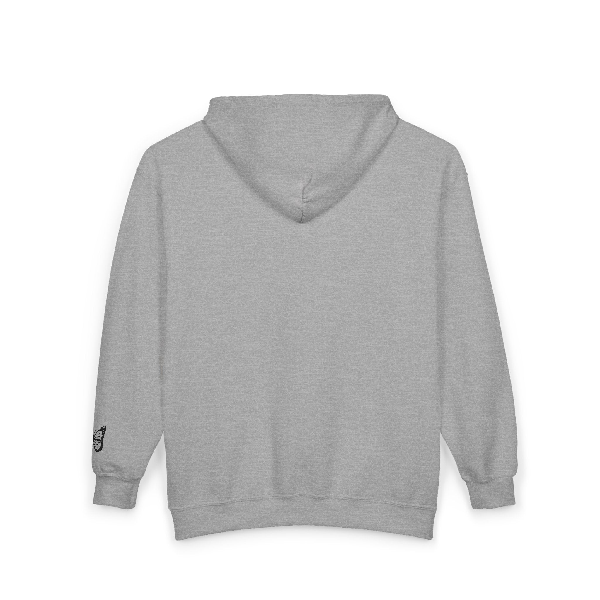 Signature Xo, Em Zip Hoodie — Minimalist Butterfly Full-Zip Sweatshirt