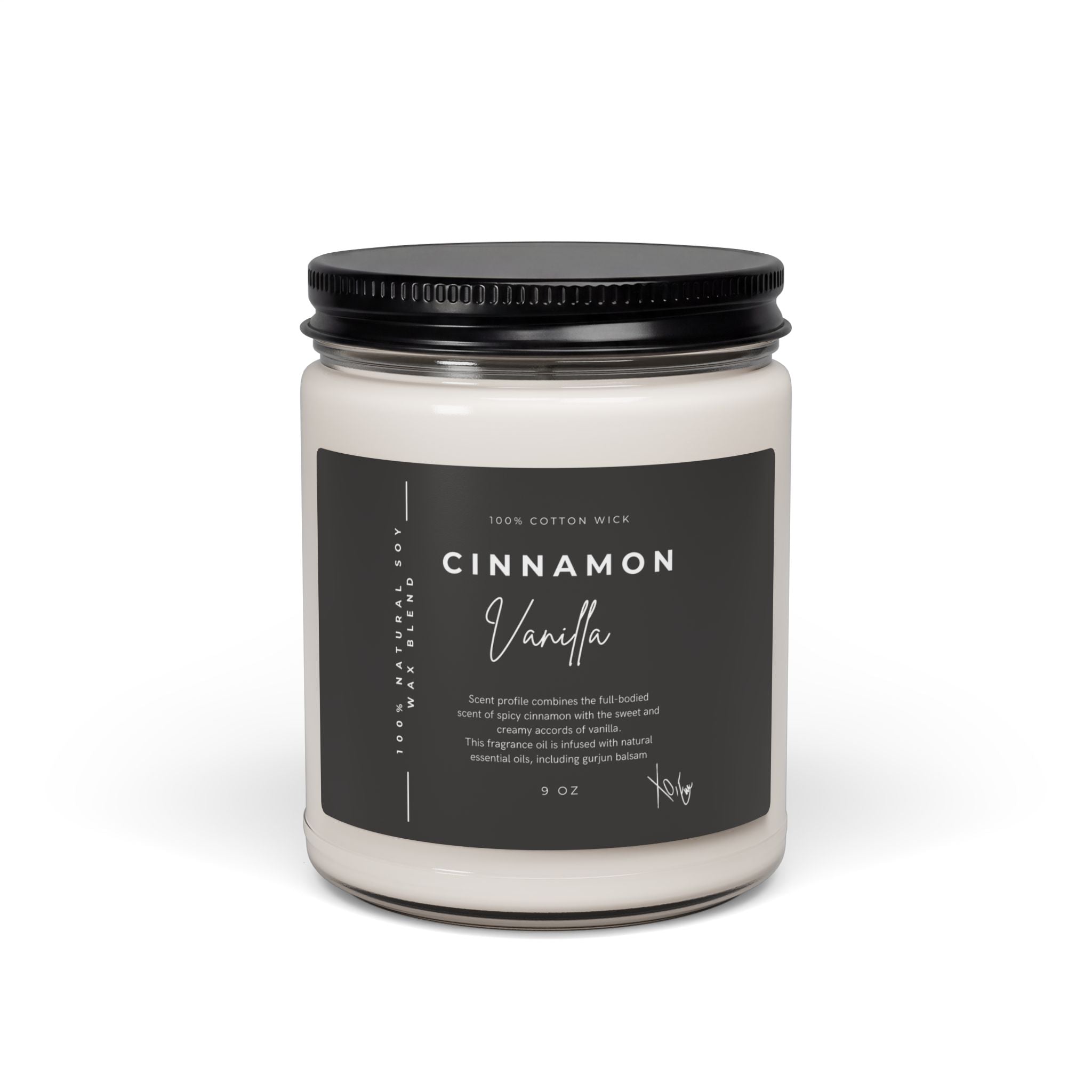 Cinnamon Vanilla Soy Candle — 9oz Scented Jar (Warm Spiced Home Fragrance)