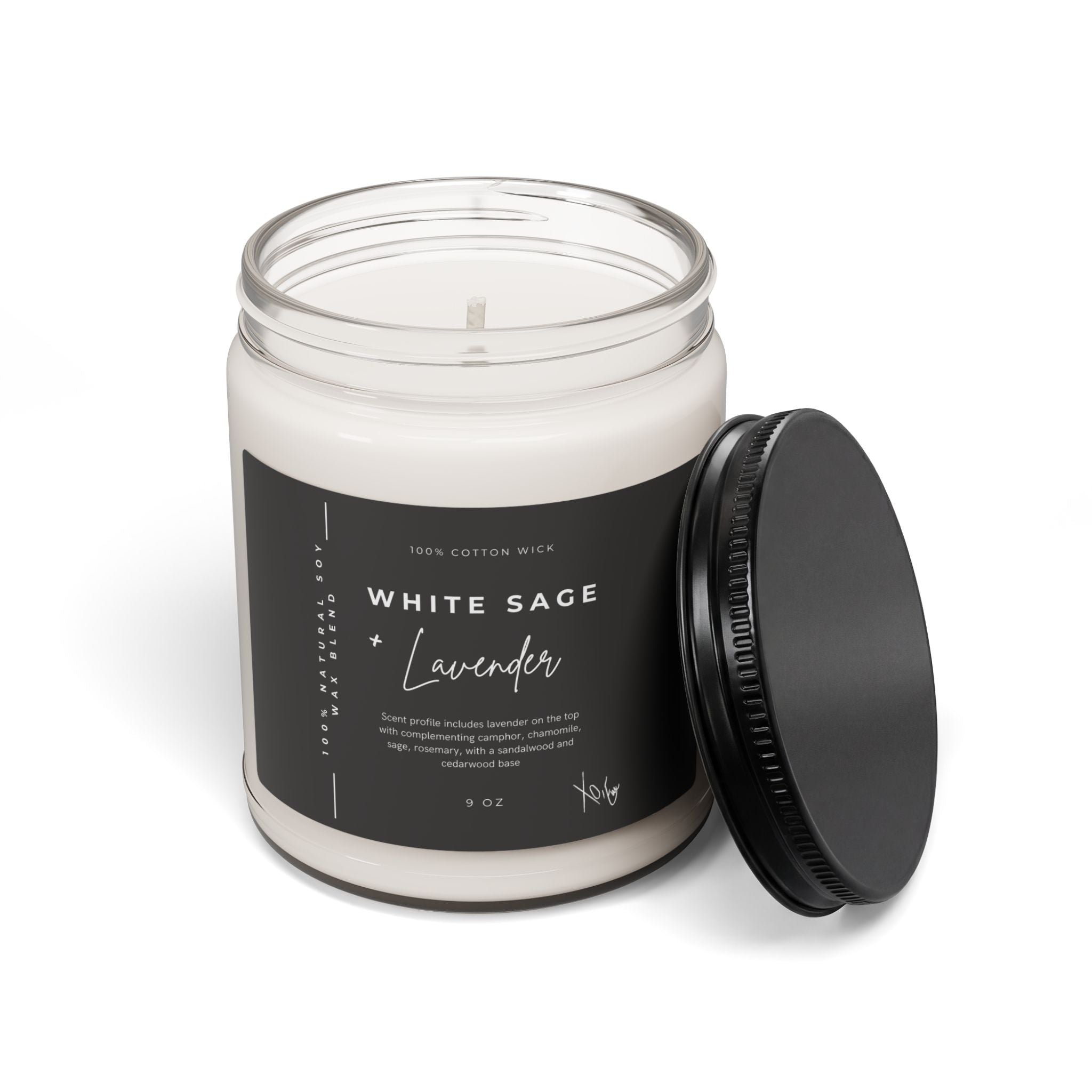 White Sage & Lavender Soy Candle — 9oz Scented Jar for Relaxation, Cleansing & Home Ambience