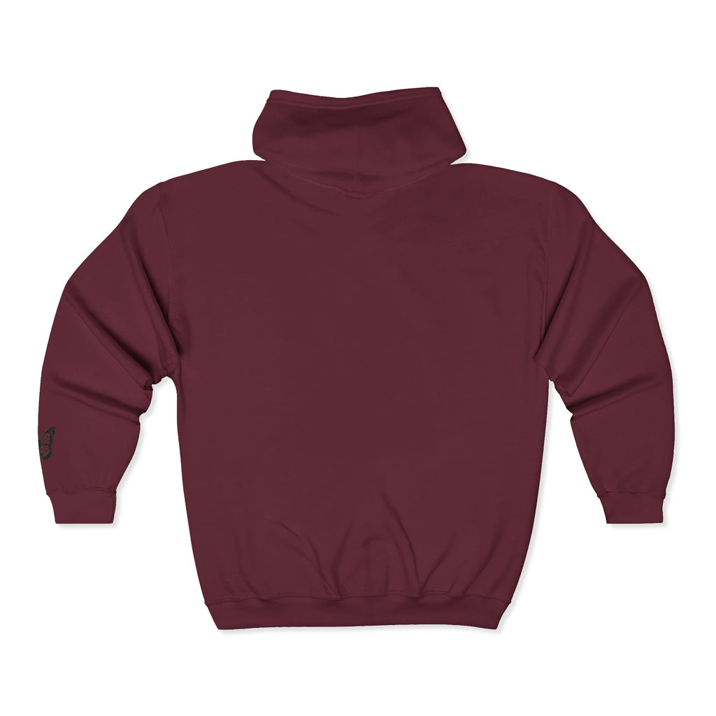 Signature Xo, Em Zip Hoodie — Minimalist Butterfly Full-Zip Sweatshirt