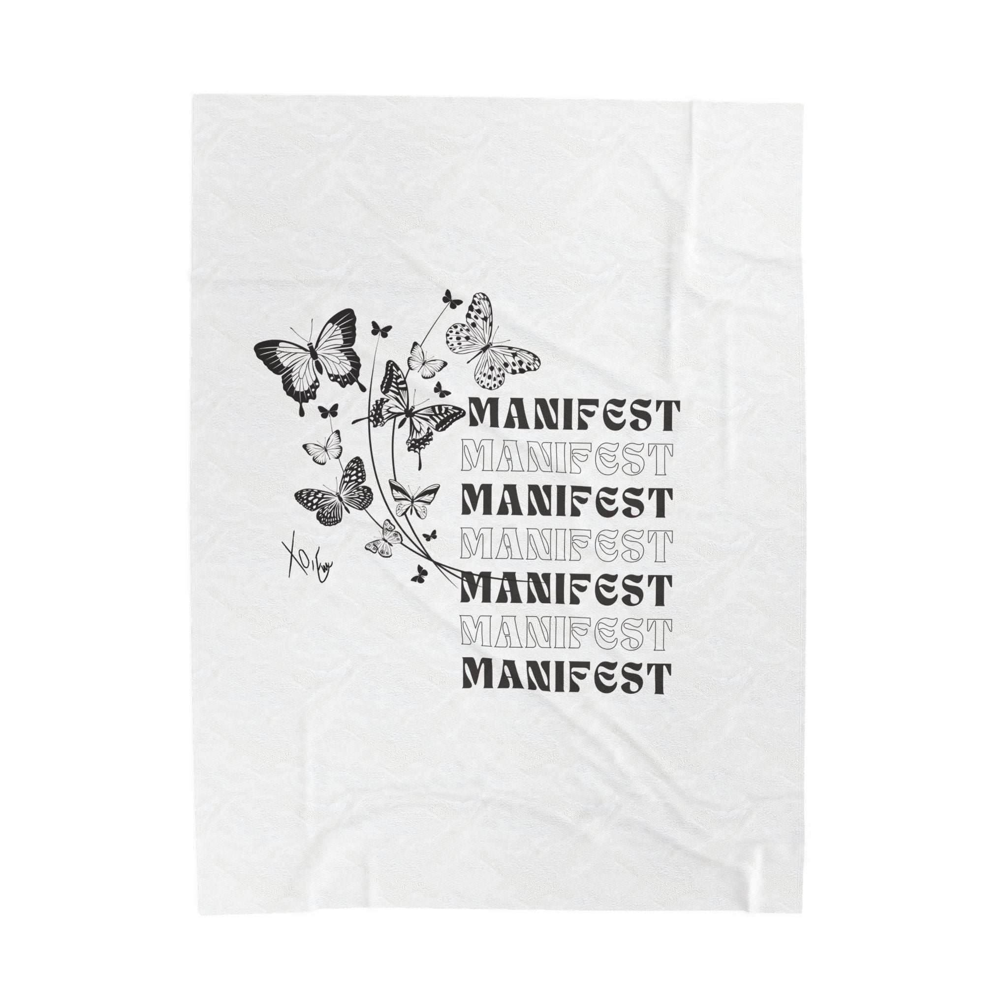 Manifest Xo, Em Velveteen Plush Blanket — Inspirational Cozy Throw